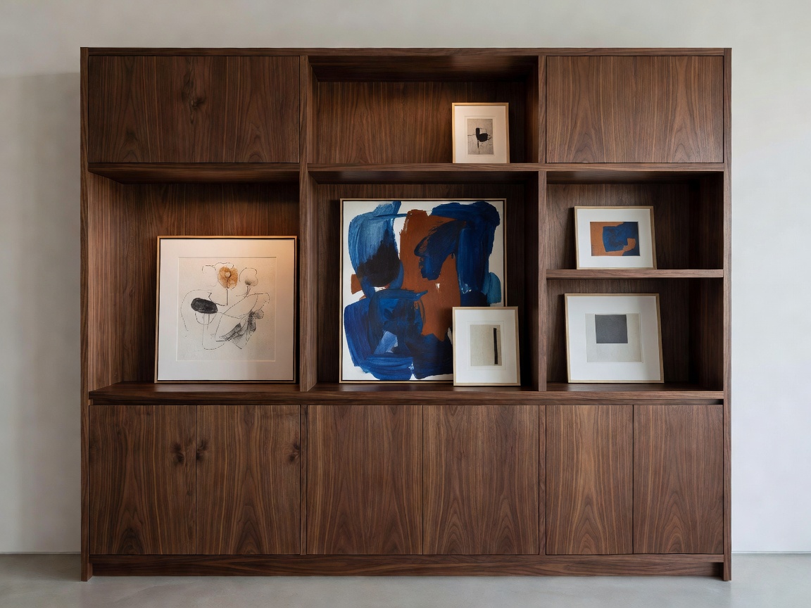 Custom configuration with storage integrated with artwork display